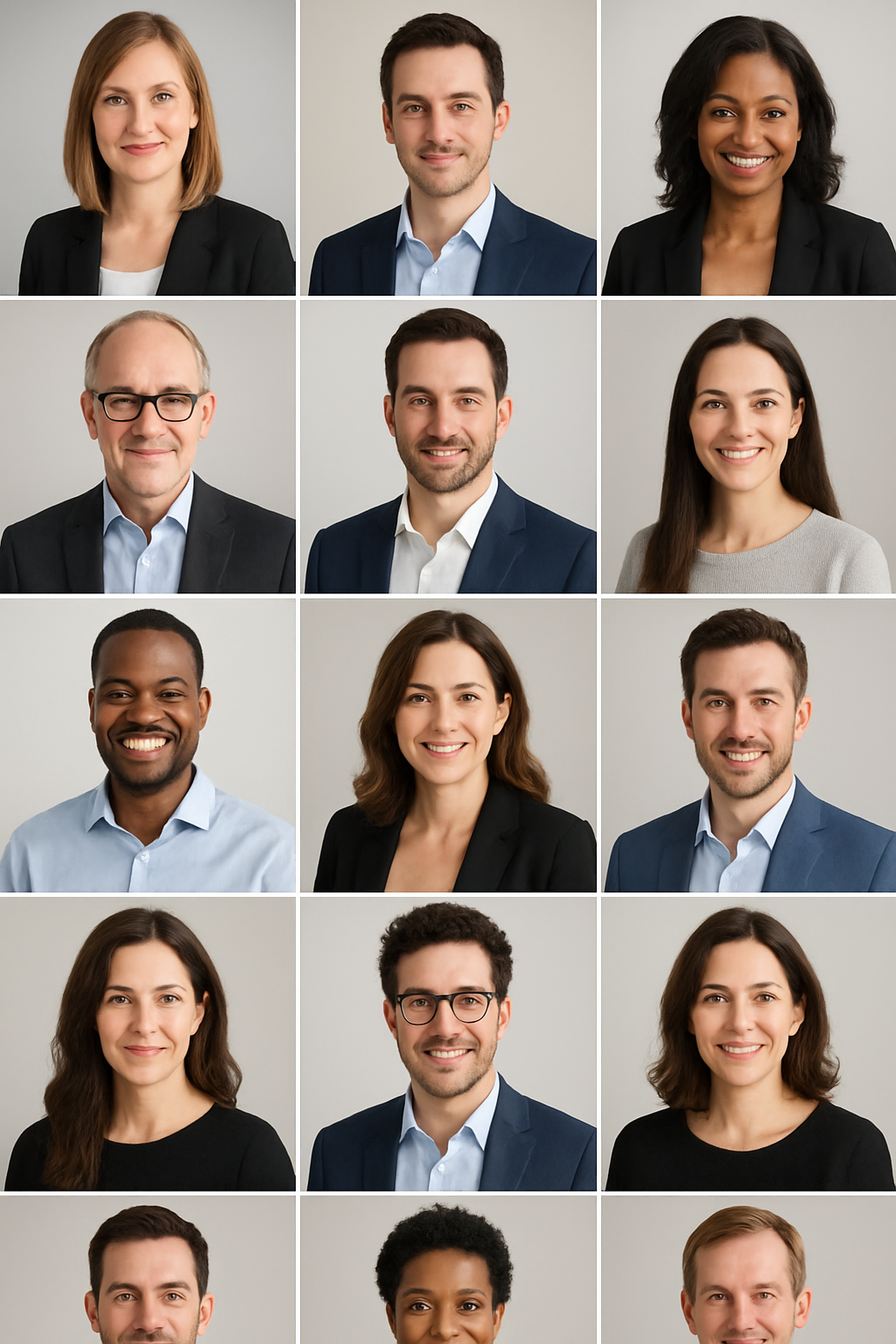 A grid of team headshots photographed for one company